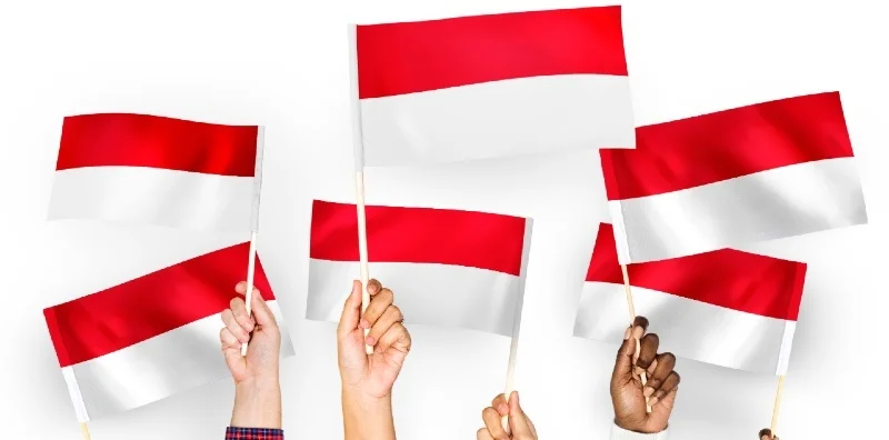 Bendera Indonesia berwarna merah putih.