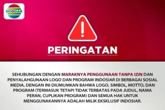 Peringatan dari Indosiar untuk pengguna logo dan sebagainya tanpa izin.