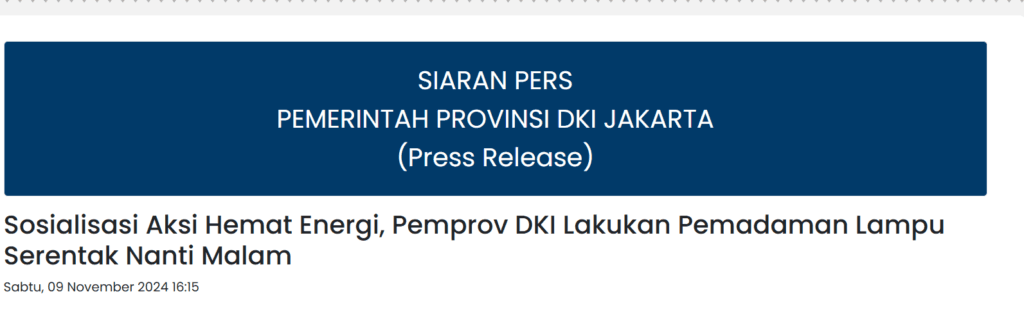 Pemprov DKI Jakarta Akan Padamkan Lampu Selama 60 Menit 3 Pemadaman Lampu