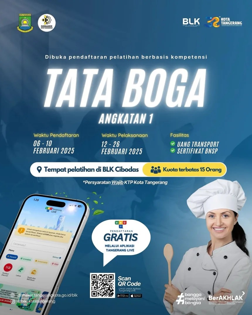 BLK Kota Tangerang Cari 15 Peserta untuk Ikut Kelas Tata Boga Gratis 1 BLK Kota Tangerang